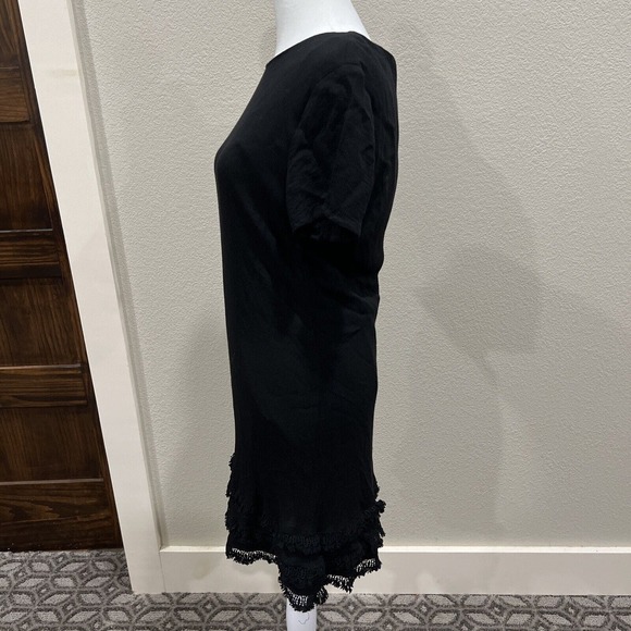 Lulu’s Dress Women Large Little Black Dress Ruffle Fringe Short Sleeve Date Nigh - Picture 4 of 9